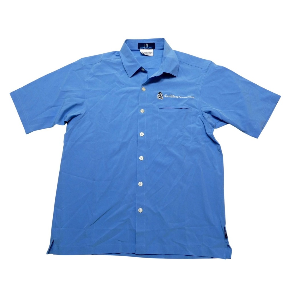 VanSport Shirt Mens Small Blue Walt Disney Parks Mickey Short Sleeve Button
